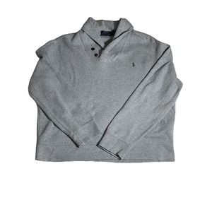 Polo Ralph Lauren Sweater XL Gray Mens Casual Shawl Cowl Roll Neck Pullover